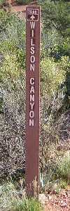 trail sign near the start of the wilson canyon trail